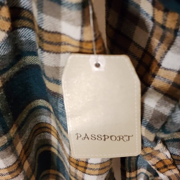 Passport Women's Plaid Flannel Shirt Sz S – Teal Golden Check – 100% Cotton NWT - Picture 9 of 11